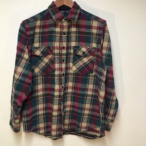 Dakota Flannel Shirt Mens Large Multicolor Plaid Workwear Heavyweight Shacket
